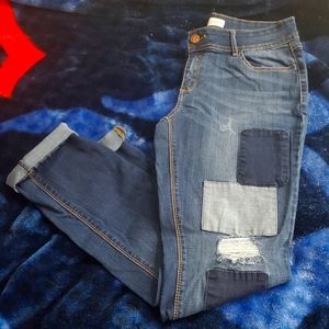 1946 denim jeans patch work distressed